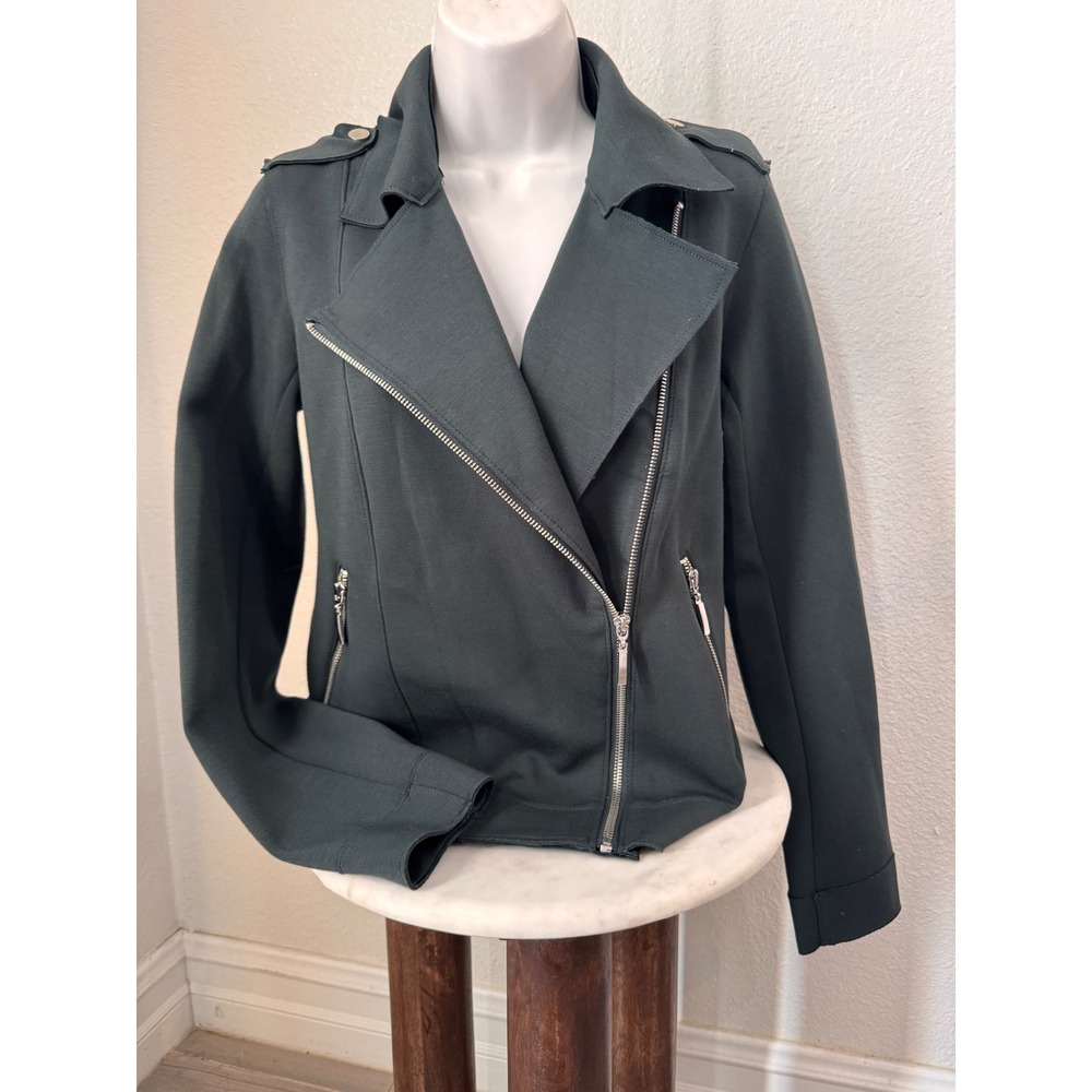 Carolina Belle Montreal XS Dark Emerald Green Asymmetrical Zip Moto Jacket NWT